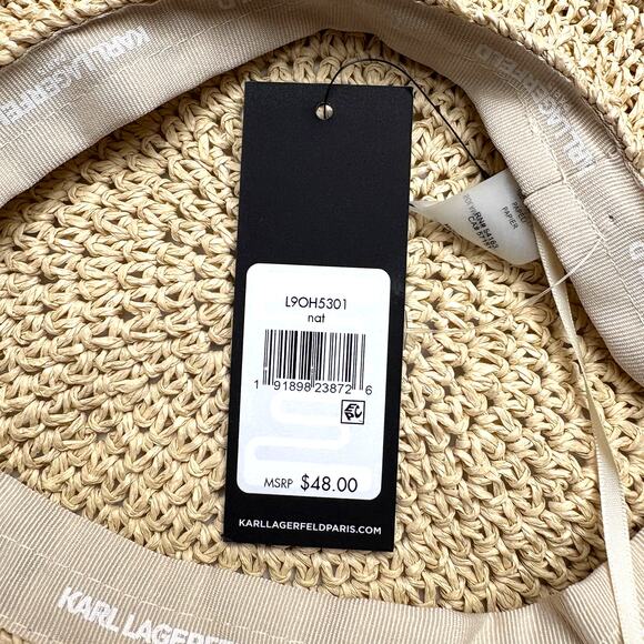 Karl Lagerfeld Paris Woven Straw French Girl Beret Cap Hat in Natural OS NWT - Picture 10 of 10